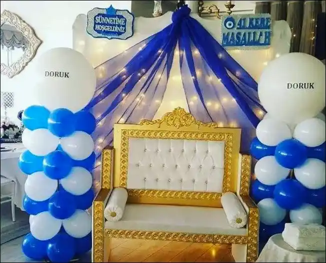 Mavi dekorlu sünnet koltuğu